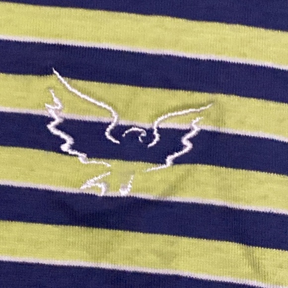 Peter Millar MENS size XL Blue and Yellow Polo Shirt Sporty Stripes Clean - Picture 4 of 9